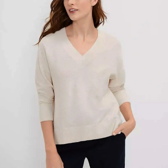 Lou & Gray Double V Cotton Sweater - Picture 1 of 10